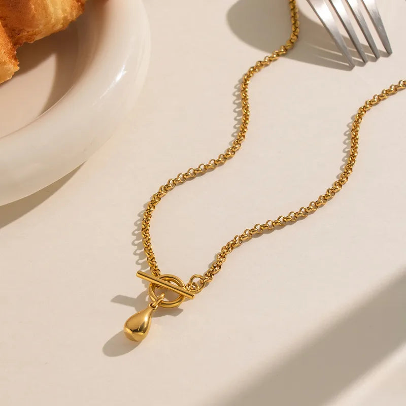 Water Drop Hypoallergenic 18K Gold Plated 304 Stainless Steel Necklace