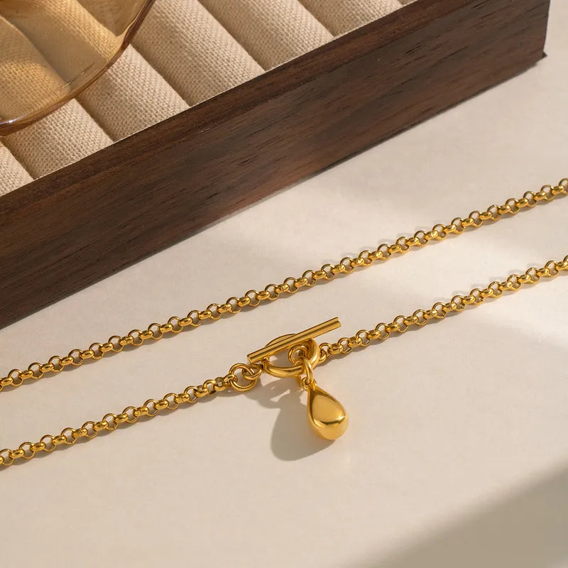 Water Drop Hypoallergenic 18K Gold Plated 304 Stainless Steel Necklace