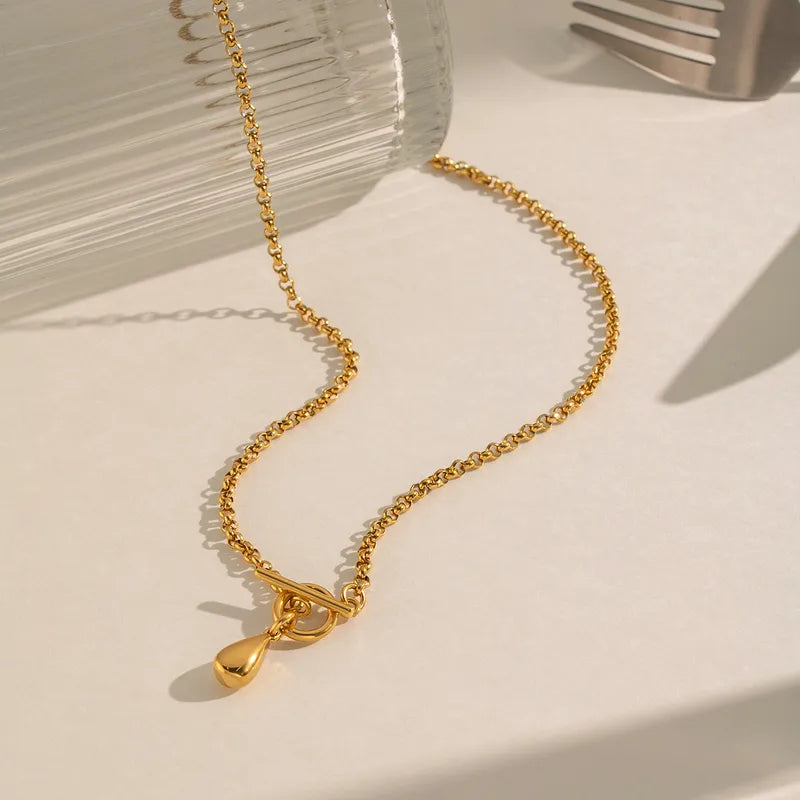 Water Drop Hypoallergenic 18K Gold Plated 304 Stainless Steel Necklace
