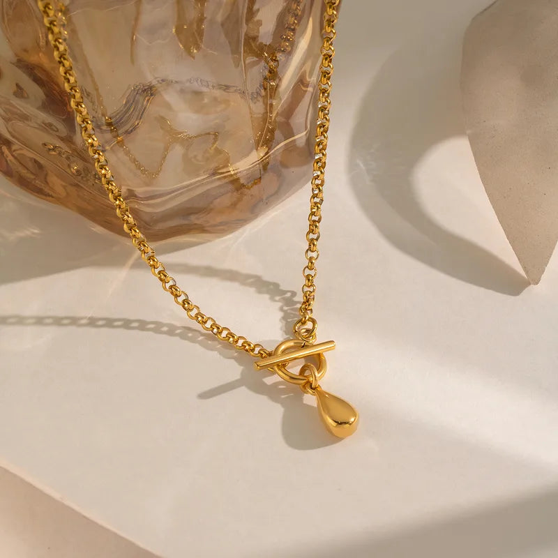 Water Drop Hypoallergenic 18K Gold Plated 304 Stainless Steel Necklace