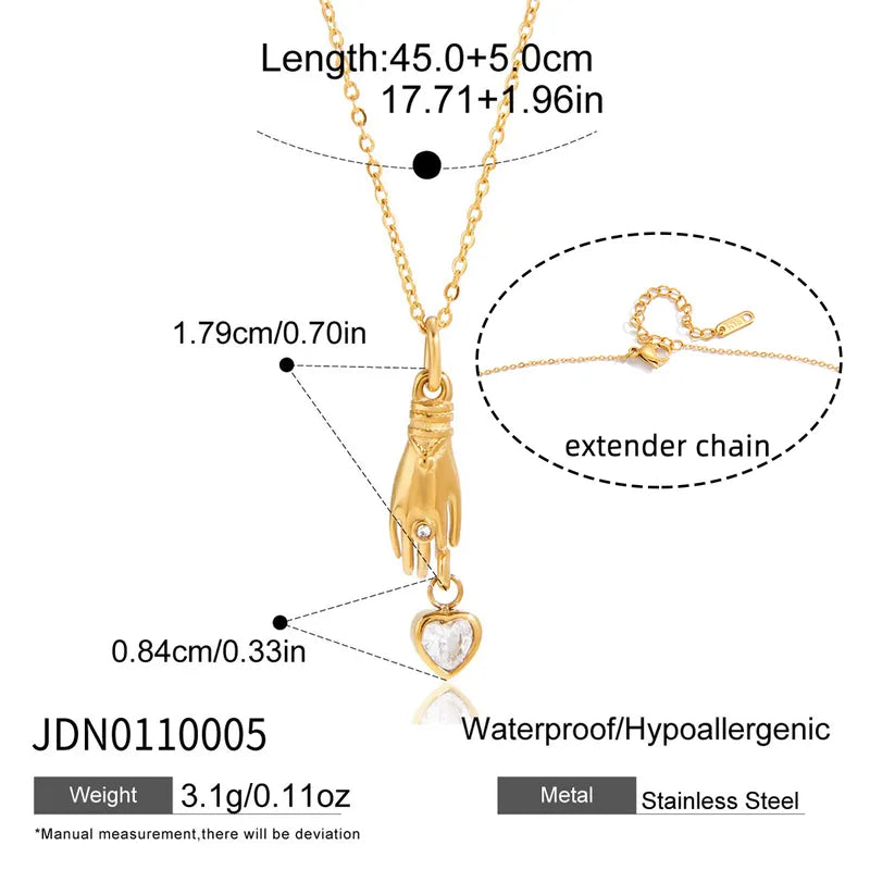 Love Hands 18K Gold Plated 304 Stainless Steel Necklace