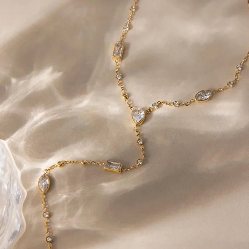 Heart Shapes 18K Gold Plated 304 Stainless Steel Lengthy Necklace