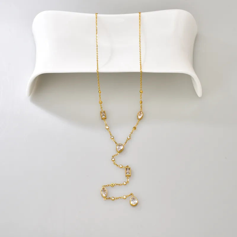 Heart Shapes 18K Gold Plated 304 Stainless Steel Lengthy Necklace