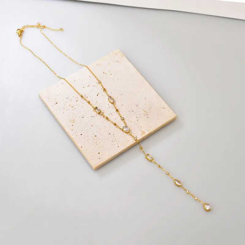Heart Shapes 18K Gold Plated 304 Stainless Steel Lengthy Necklace