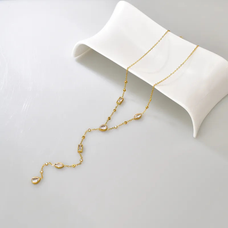 Heart Shapes 18K Gold Plated 304 Stainless Steel Lengthy Necklace