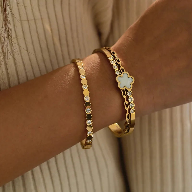 Little Clover 18K Gold Plated Stainless Steel Bands