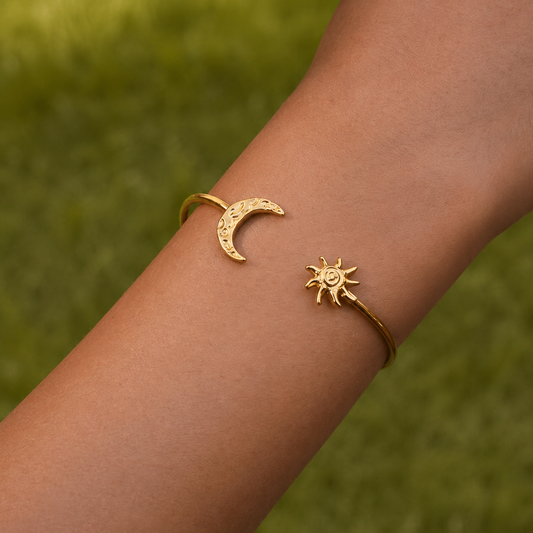 Spiral Sun Moon 18K Gold Plated 304 Stainless Steel Bracelet