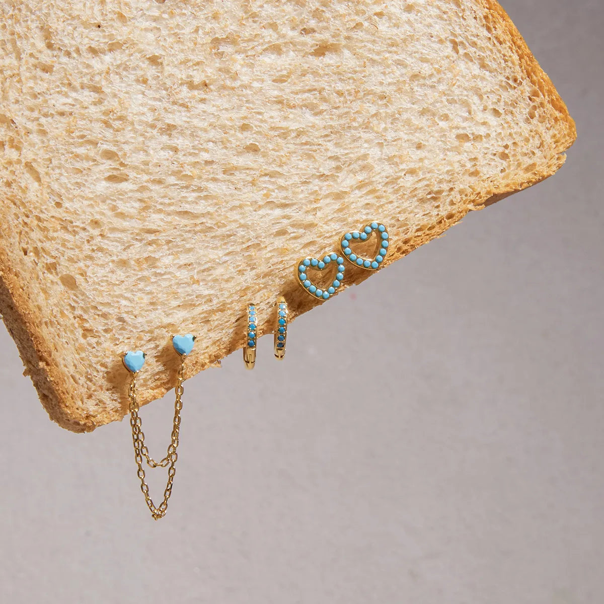 Hearty 18K Gold Plated Turquoise 304 Stainless Steel Earring Set