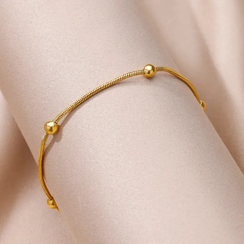 Studded 18K Gold Plated 304 Stainless Steel Anklet