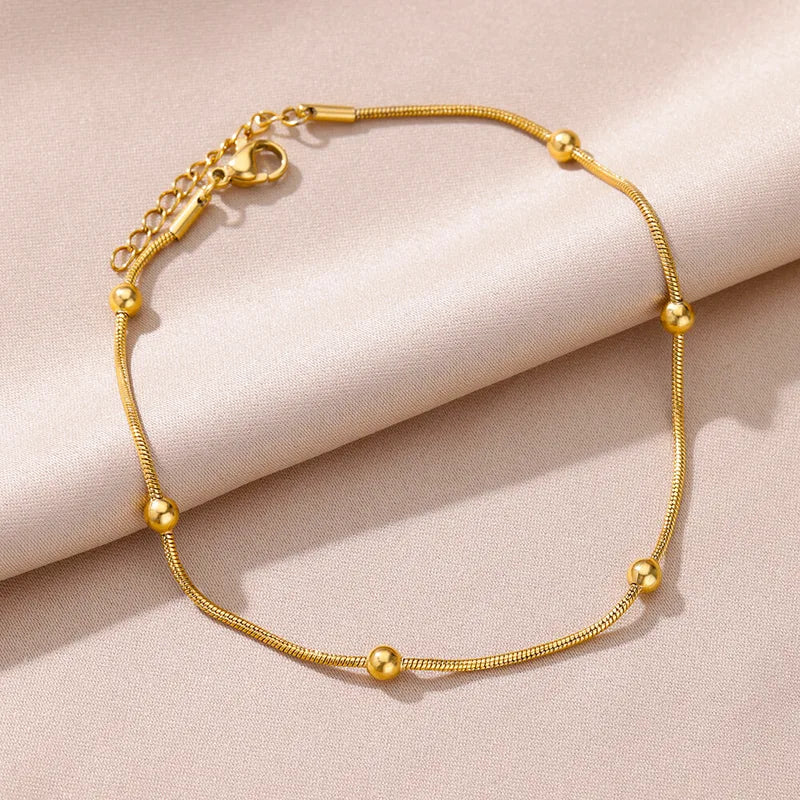 Studded 18K Gold Plated 304 Stainless Steel Anklet