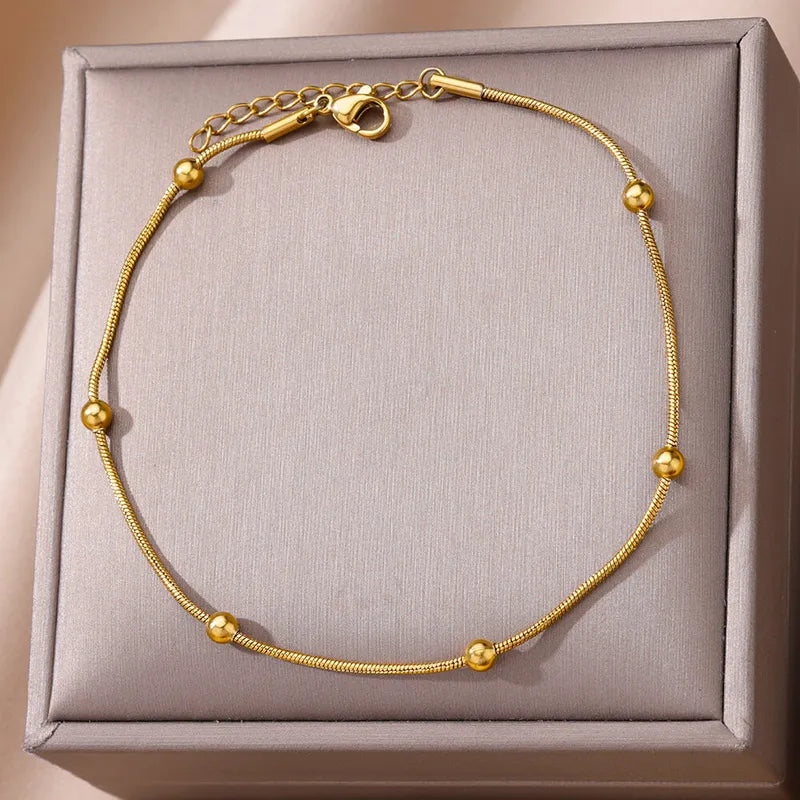 Studded 18K Gold Plated 304 Stainless Steel Anklet