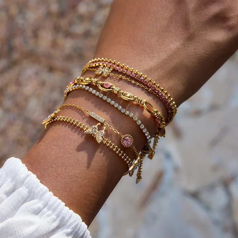 Tennis Modern 18K Gold Plated 304 Stainless Steel Bracelets