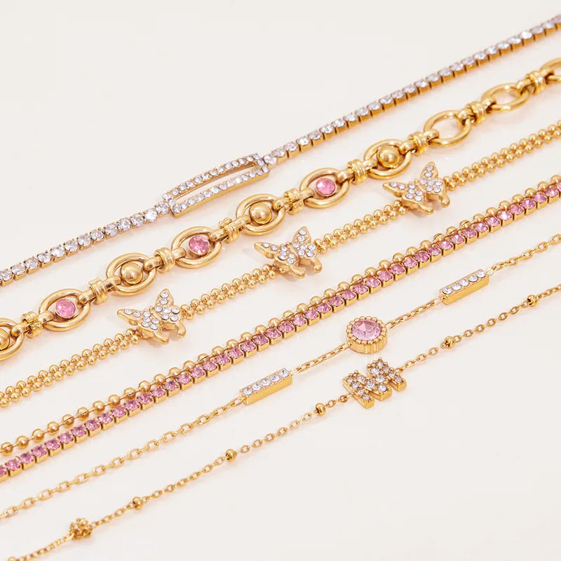 Tennis Modern 18K Gold Plated 304 Stainless Steel Bracelets
