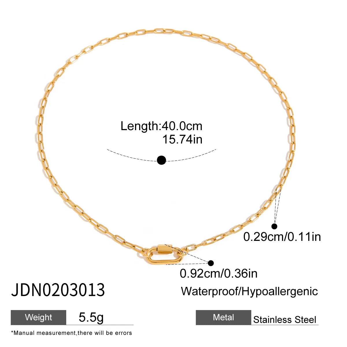 PaperClip 18K Gold Plated 304 Stainless Steel Necklace