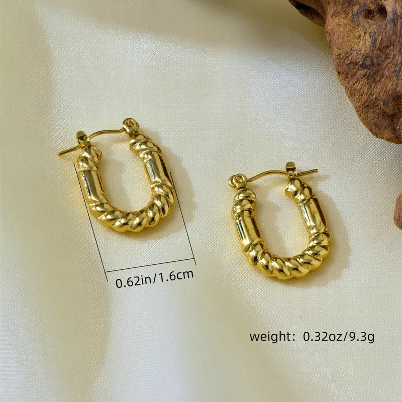 Irregular Shaped 18K Gold Plated 304 Stainless Steel Hoop/Stud Hoop Earrings