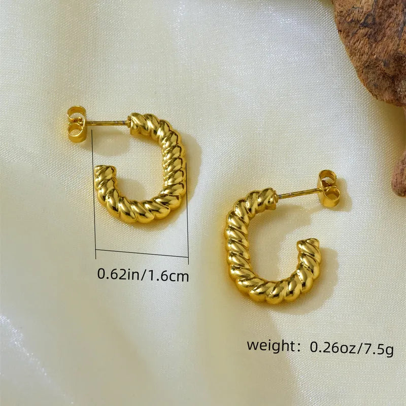 Irregular Shaped 18K Gold Plated 304 Stainless Steel Hoop/Stud Hoop Earrings