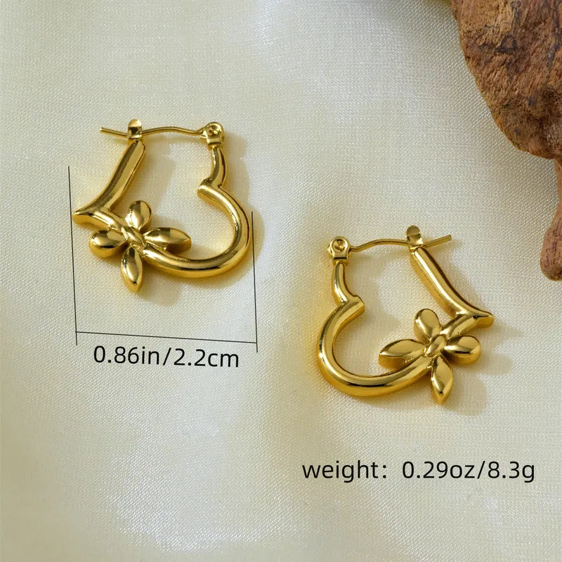 Irregular Shaped 18K Gold Plated 304 Stainless Steel Hoop/Stud Hoop Earrings