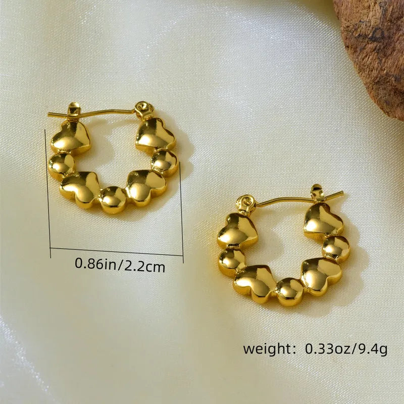 Irregular Shaped 18K Gold Plated 304 Stainless Steel Hoop/Stud Hoop Earrings