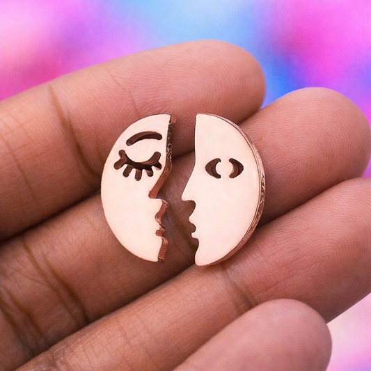 Human Face 304 Stainless Steel 18K Gold Plated Ear Studs