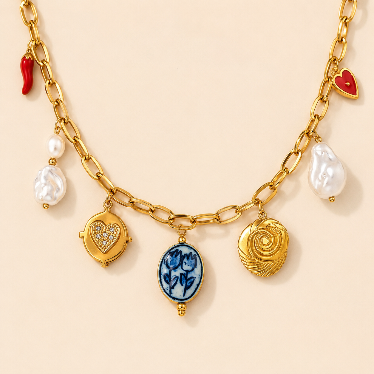 Pretty Woman 18K Gold Plated 304 Stainless Steel Charm Necklace