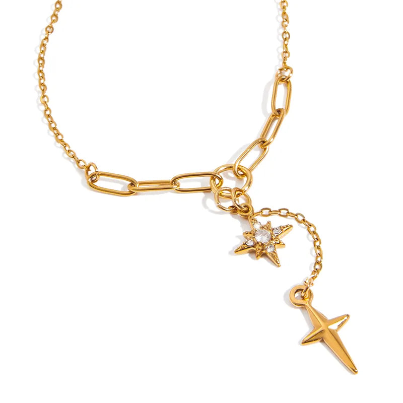 Hexagram Star 18K Gold Plated 304 Stainless Steel Necklace
