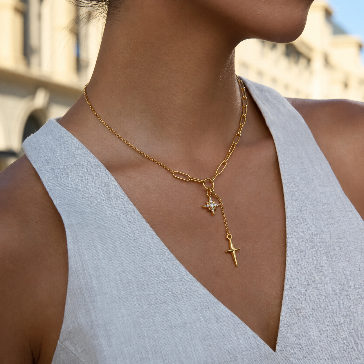 Hexagram Star 18K Gold Plated 304 Stainless Steel Necklace