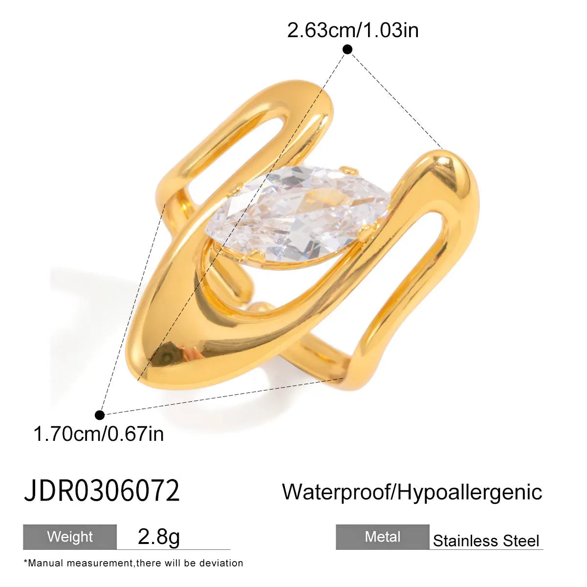 Legendary Zirconia 18K Gold Plated 304 Stainless Steel