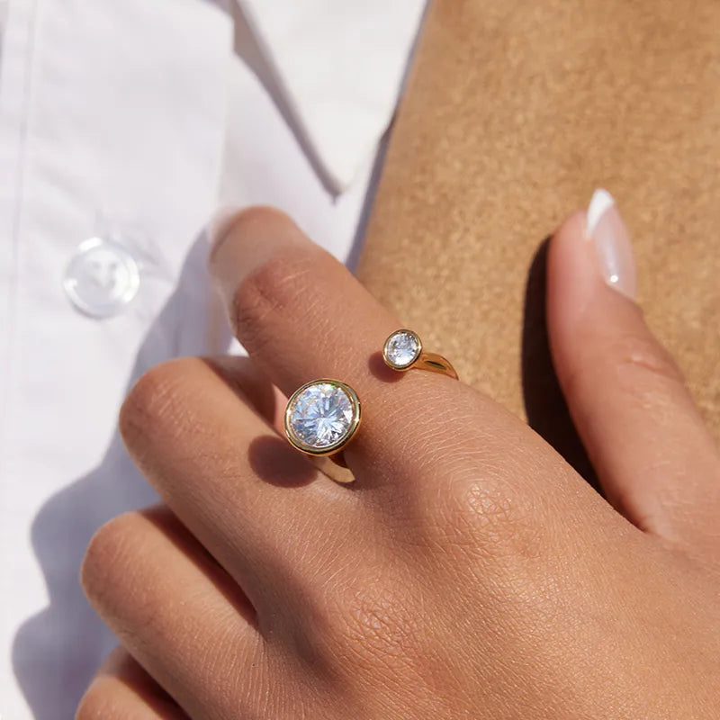 Great Zirconia 18K Gold Plated 304 Stainless Steel Ring