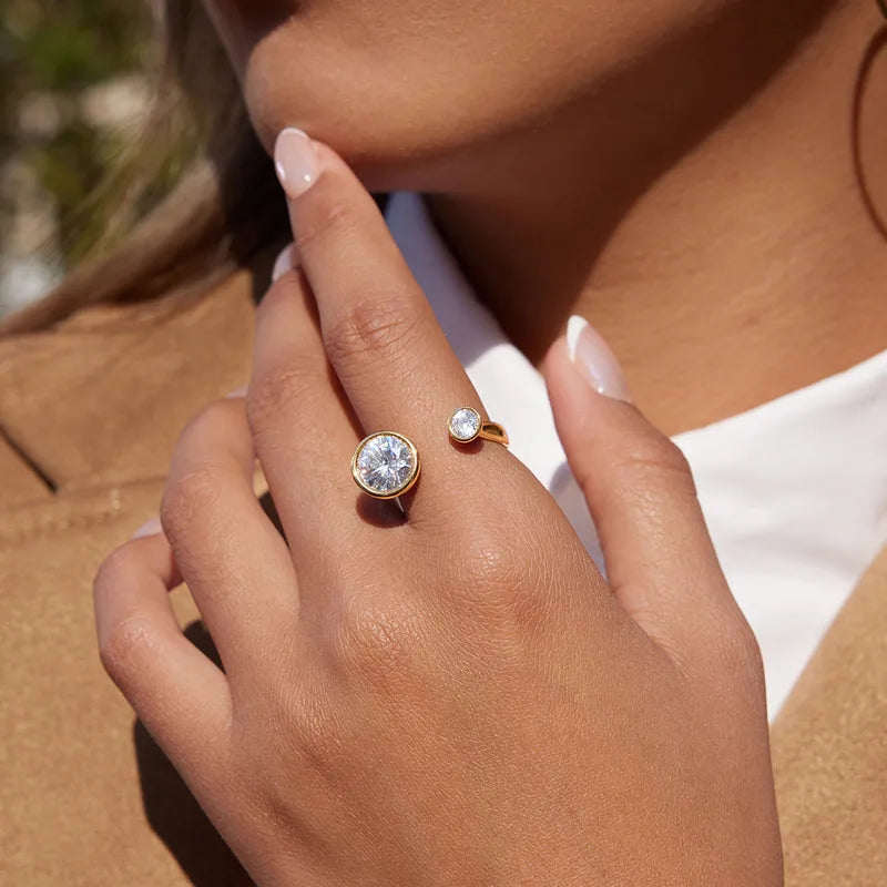 Great Zirconia 18K Gold Plated 304 Stainless Steel Ring