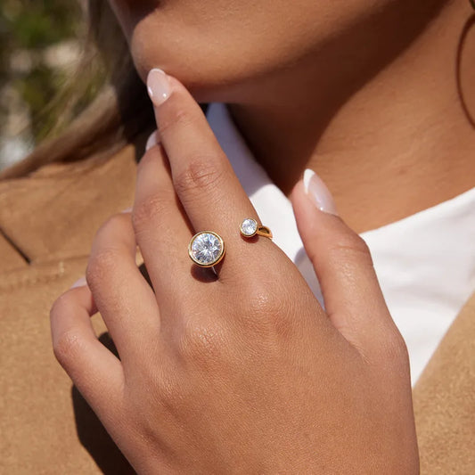 Great Zirconia 18K Gold Plated 304 Stainless Steel Ring