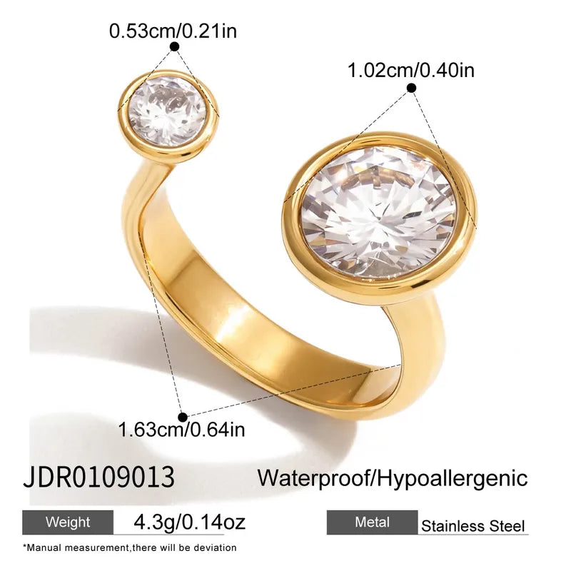 Great Zirconia 18K Gold Plated 304 Stainless Steel Ring