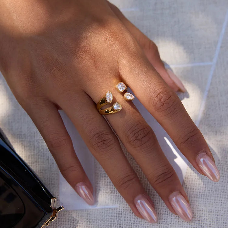 Shapely Two Layered 18K Gold Plated 304 Stainless Steel Ring - Sized 7