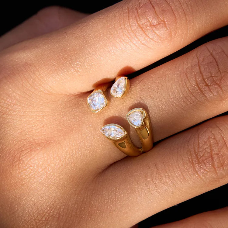 Shapely Two Layered 18K Gold Plated 304 Stainless Steel Ring - Sized 7