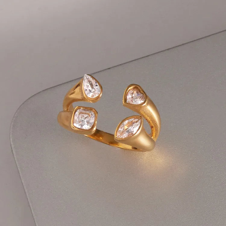 Shapely Two Layered 18K Gold Plated 304 Stainless Steel Ring - Sized 7