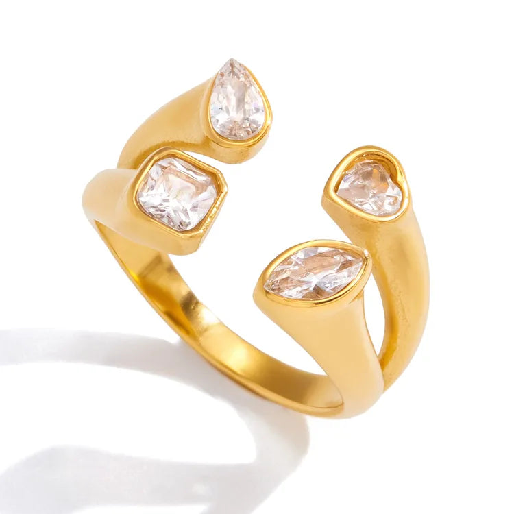Shapely Two Layered 18K Gold Plated 304 Stainless Steel Ring - Sized 7