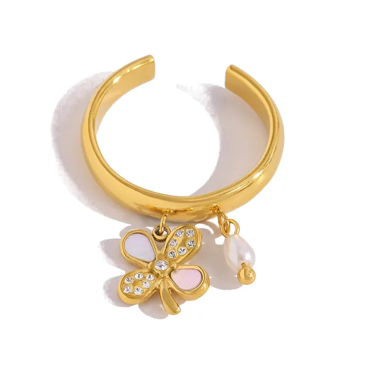 Charming Adjustable 18K Gold Plated 304 Stainless Steel Ring