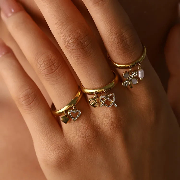 Charming Adjustable 18K Gold Plated 304 Stainless Steel Ring