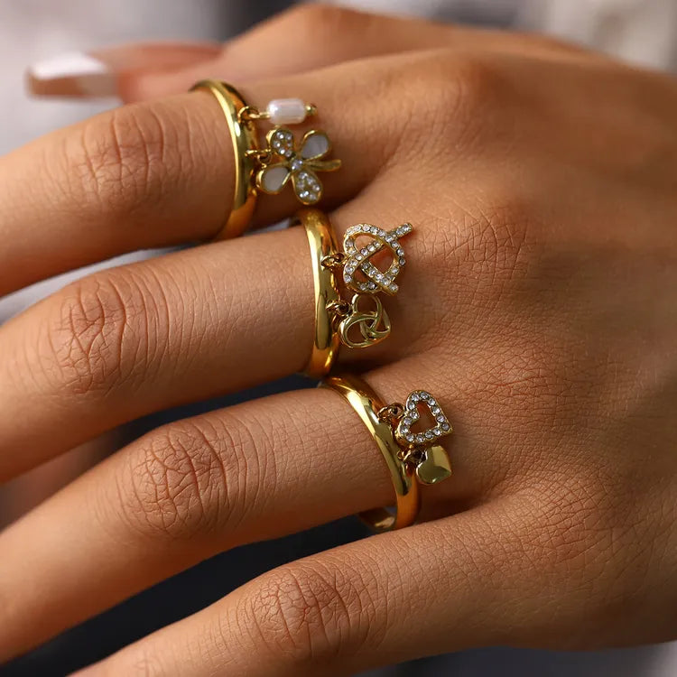 Charming Adjustable 18K Gold Plated 304 Stainless Steel Ring