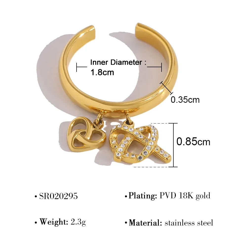 Charming Adjustable 18K Gold Plated 304 Stainless Steel Ring