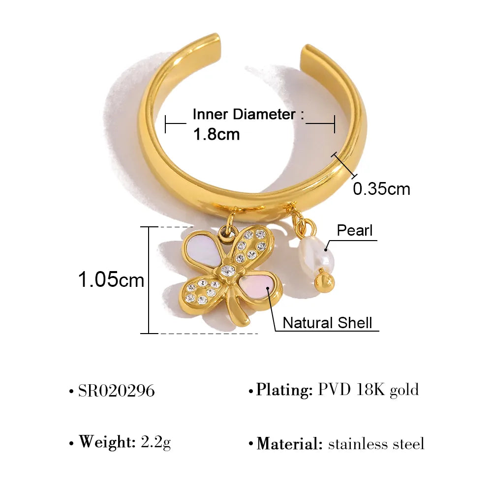 Charming Adjustable 18K Gold Plated 304 Stainless Steel Ring