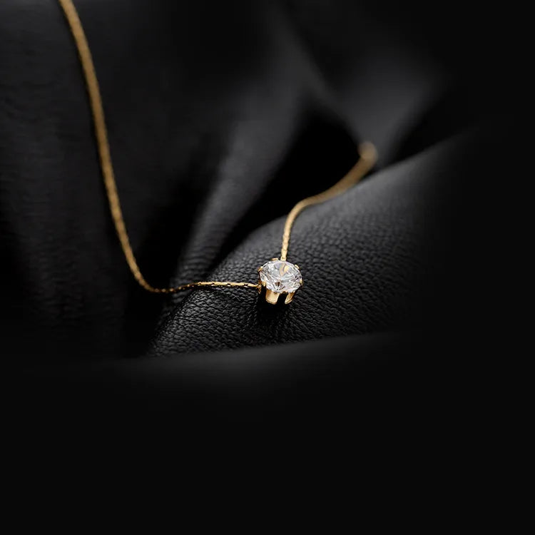 Pretty Zircons 18K Gold Plated 304 Stainless Steel Necklace