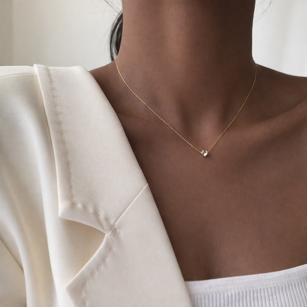 Pretty Zircons 18K Gold Plated 304 Stainless Steel Necklace