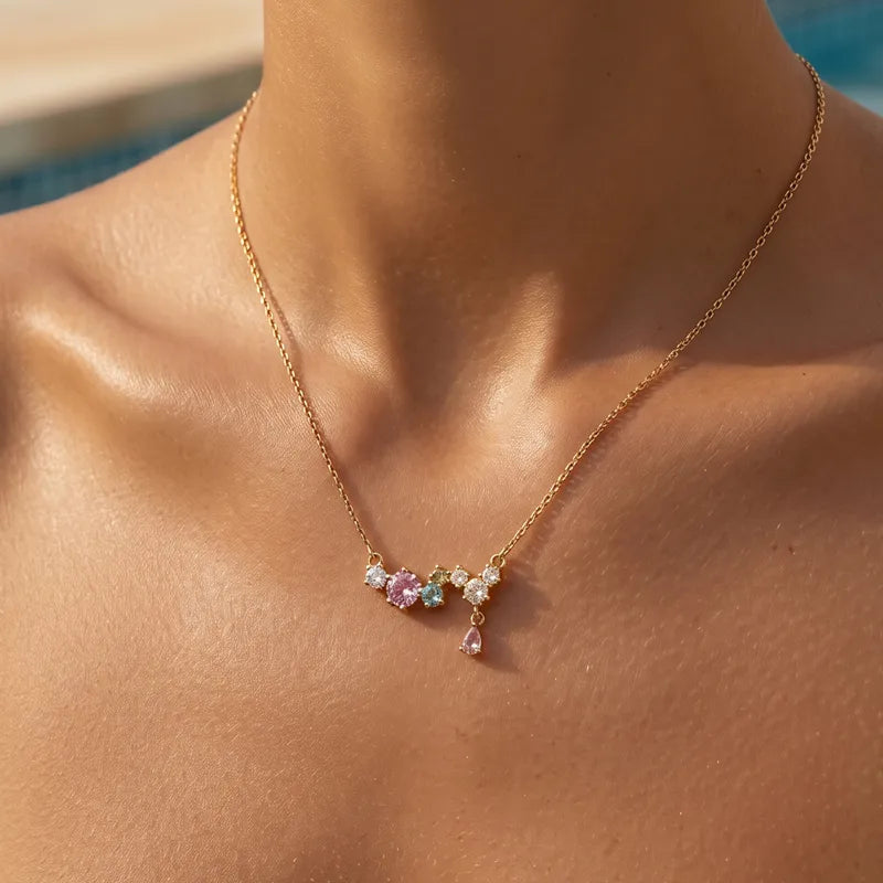 Colored Bouquet 18K Gold Plated 304 Stainless Steel Necklace