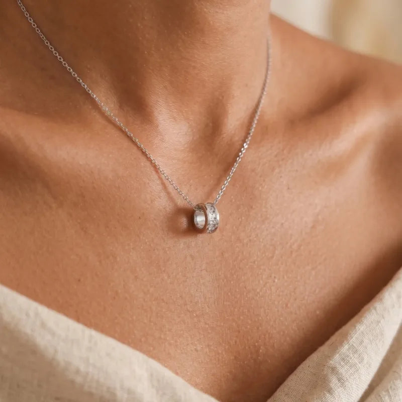 Glittered Circle 18K Gold Plated 304 Stainless Steel Necklace