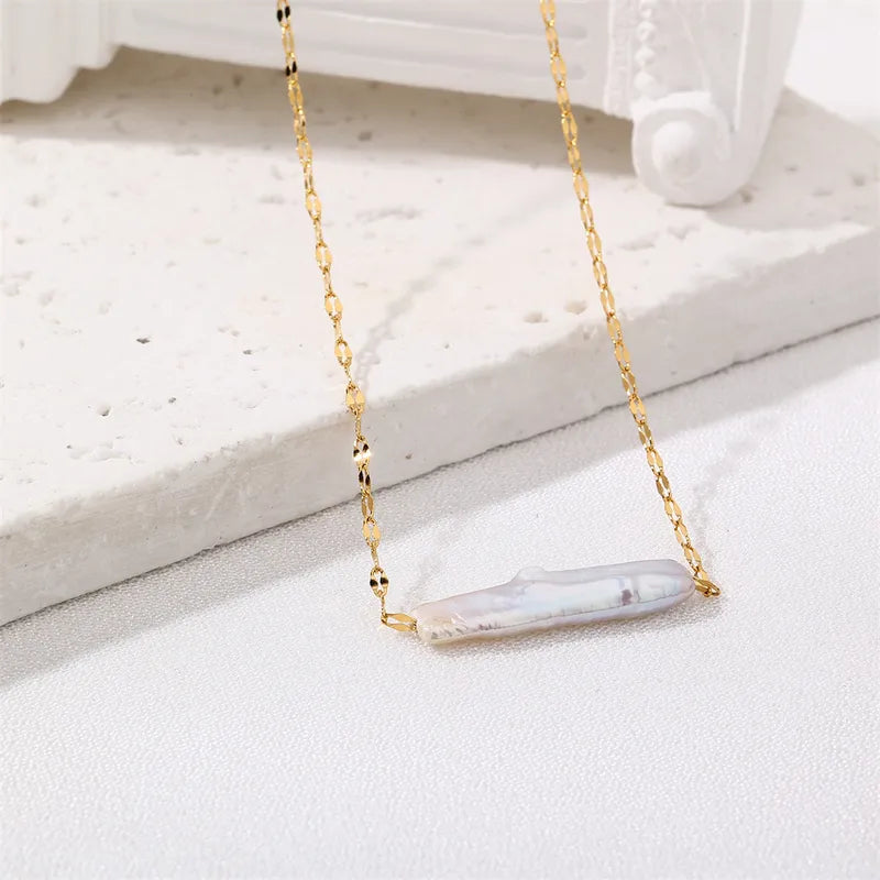 Freshwater Pearl 18K Gold Plated 304 Stainless Steel Cable Necklace