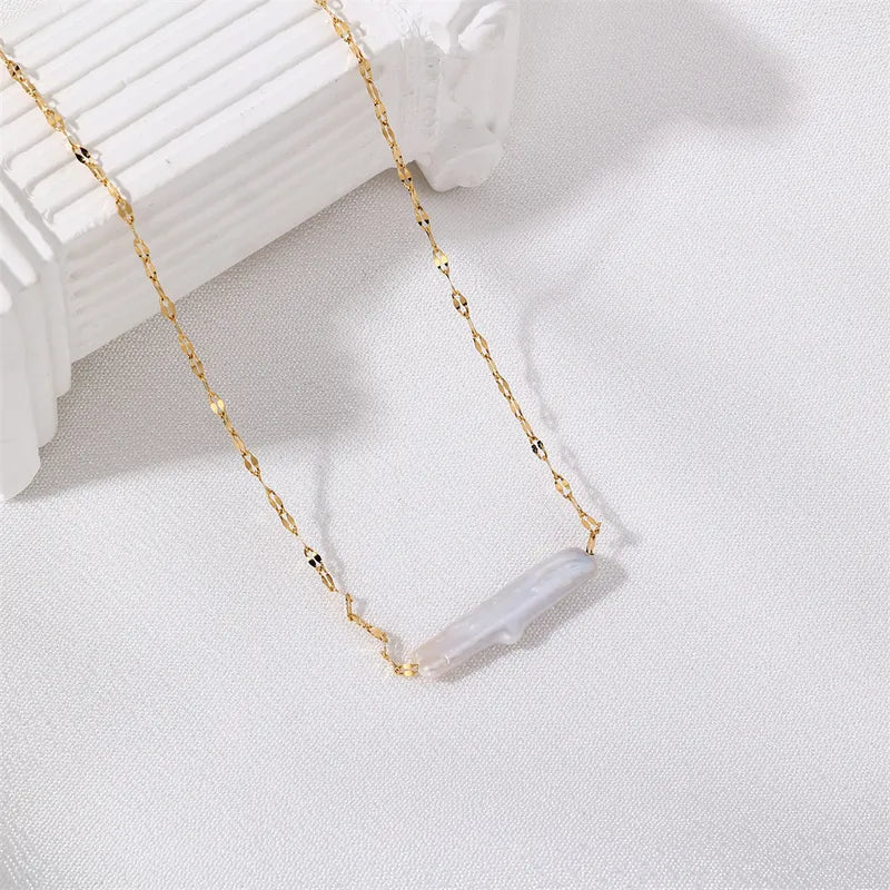 Freshwater Pearl 18K Gold Plated 304 Stainless Steel Cable Necklace