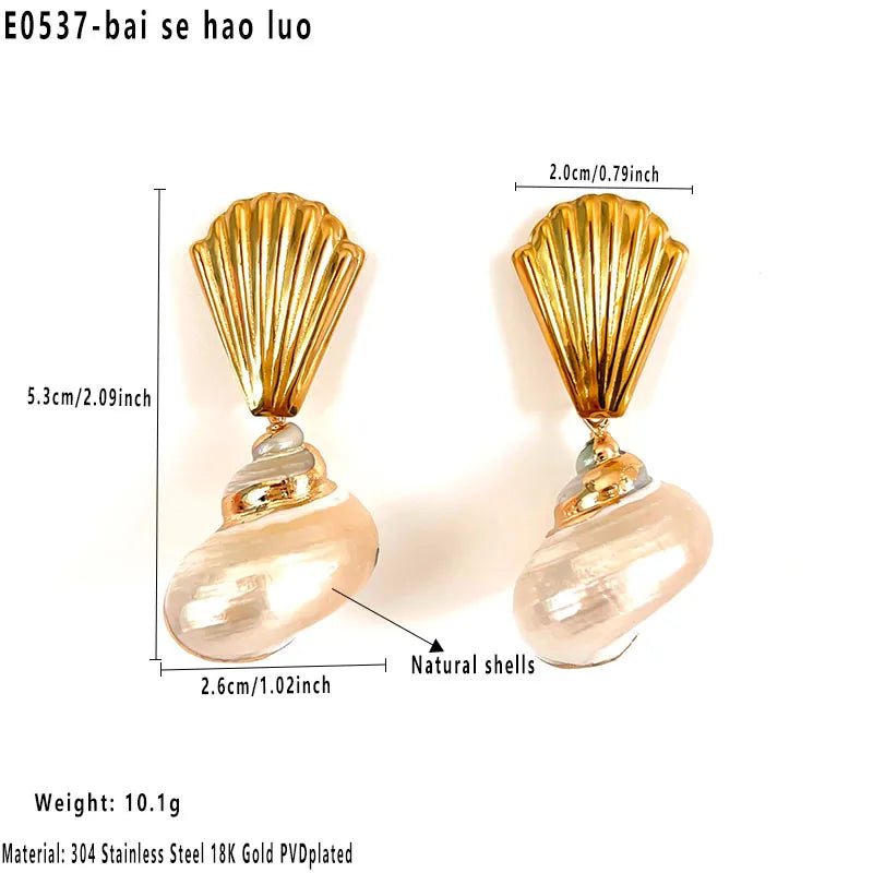 She Sell Sea Shells 18K Gold Plated 304 Stainless Steel Earring