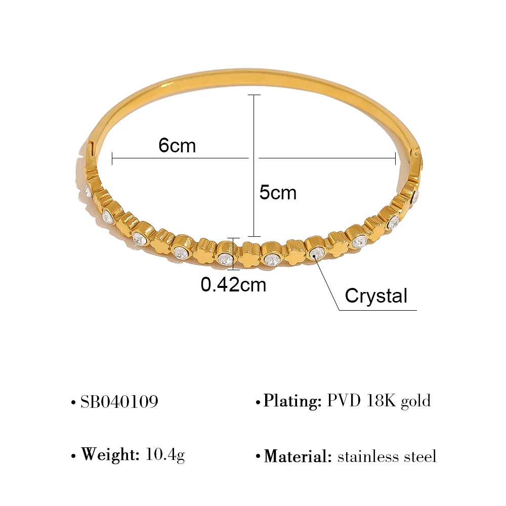 Pretty Zirconia 18K Gold Plated 304 Stainless Steel Gem Bracelet