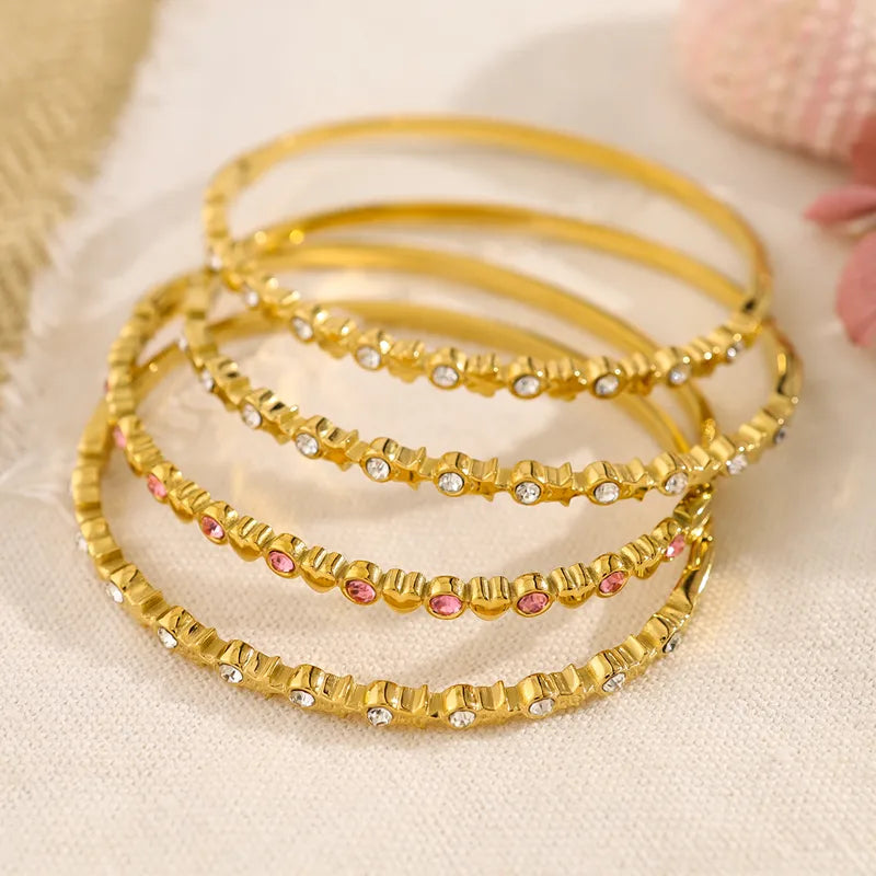 Pretty Zirconia 18K Gold Plated 304 Stainless Steel Gem Bracelet