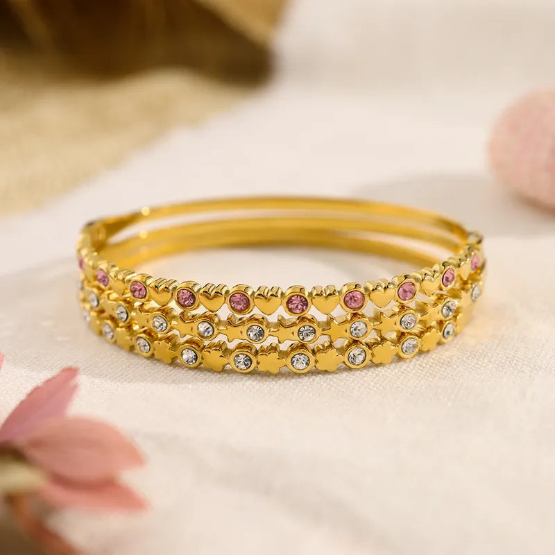 Pretty Zirconia 18K Gold Plated 304 Stainless Steel Gem Bracelet